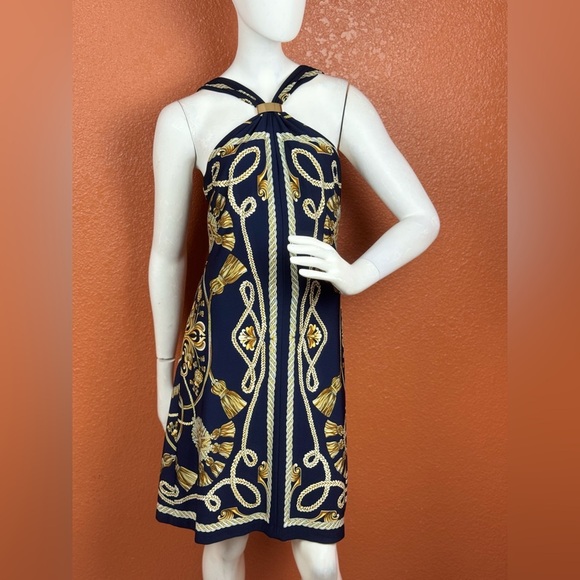 Cache Women's Nautical Cruise Navy Blue Stretch Dress Size Medium. - Picture 1 of 14